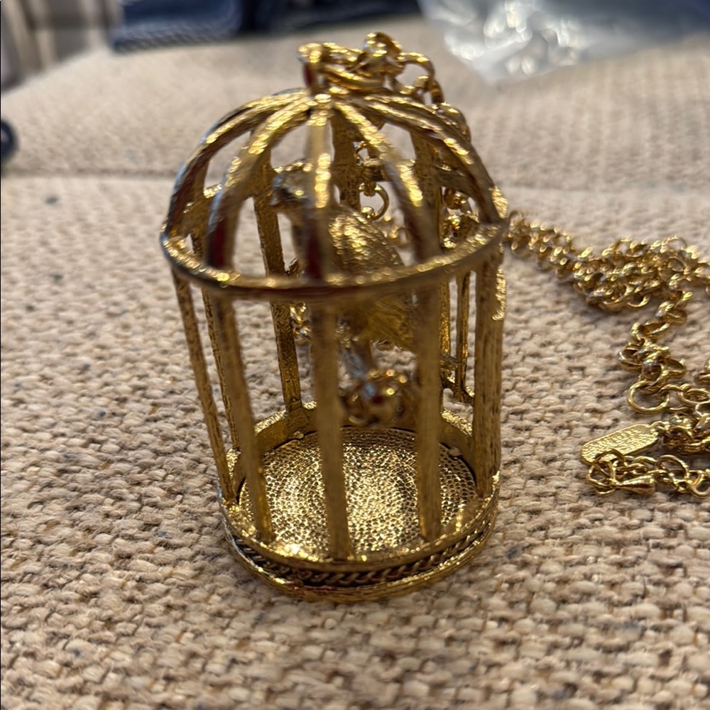 Charming Gold Birdcage Necklace